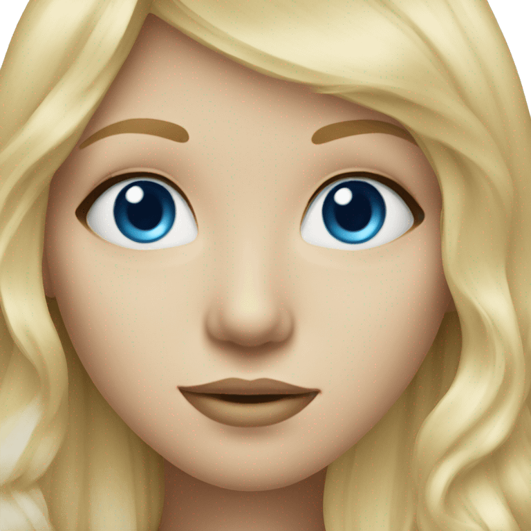 blonde girl with blue eyes with nose emoji