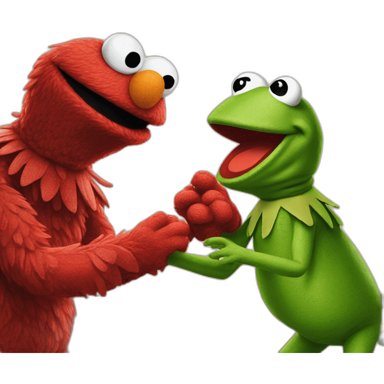 elmo fighting with pepe the frog emoji