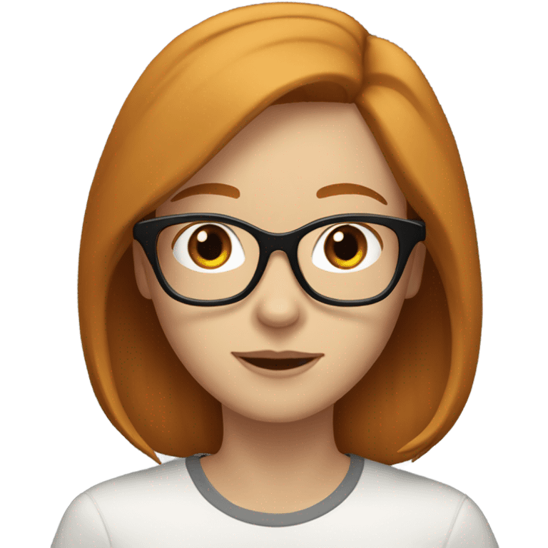 Pale redhead shoulder length hair glasses dog emoji