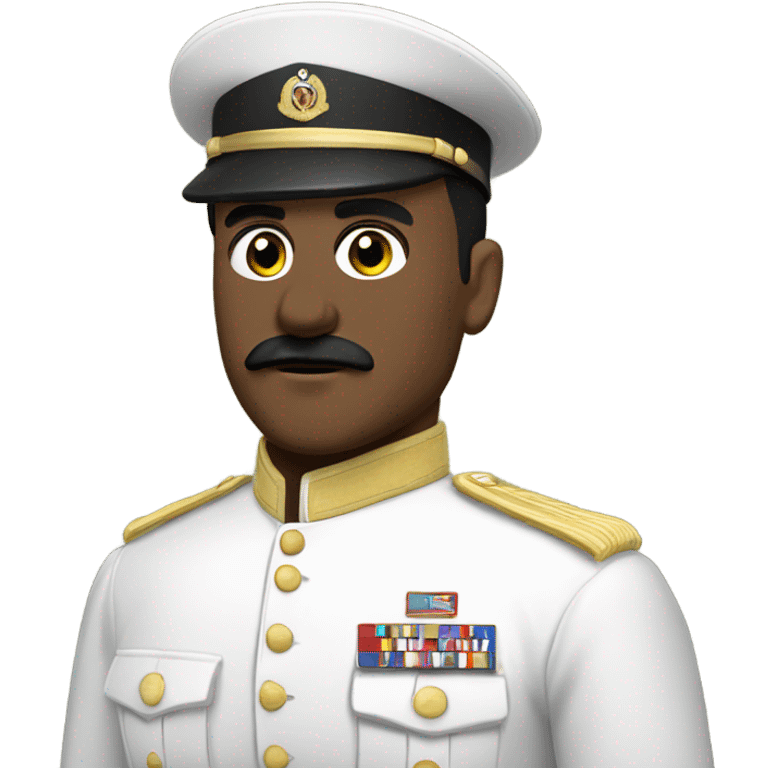 white general wearing black army uniform with black hair swiped to the side and a short black mustache  emoji