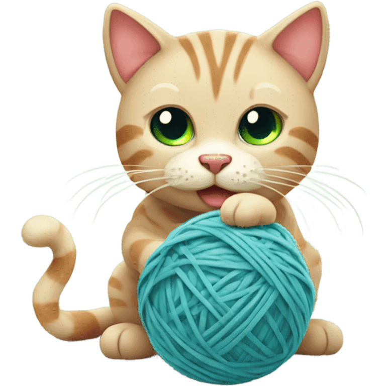 Cute cat playing with ball of yarn emoji