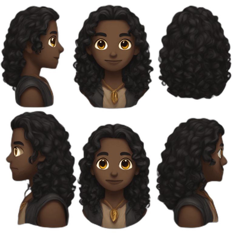 Dungeon master long curly dark hair emoji