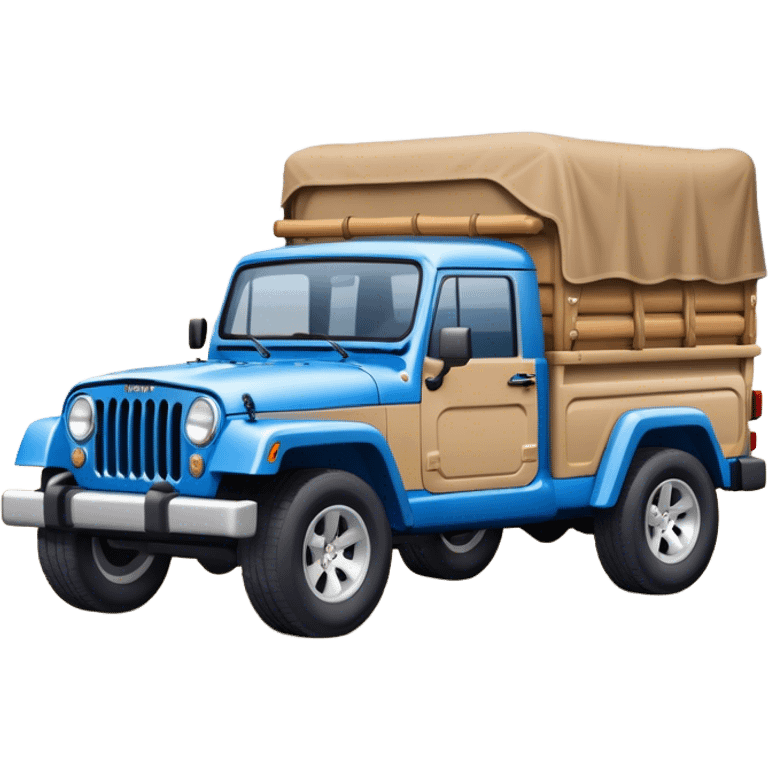 Blue jeep truck with trunk truck bed emoji