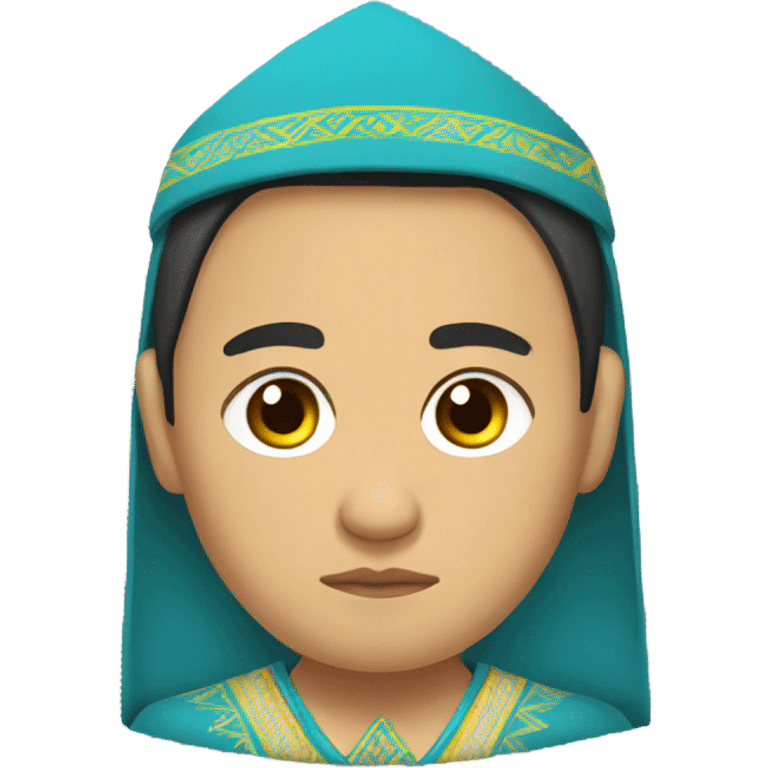 sad Kazakh in national clothes emoji