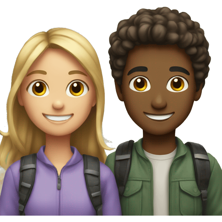 girl and boy outdoors smile emoji