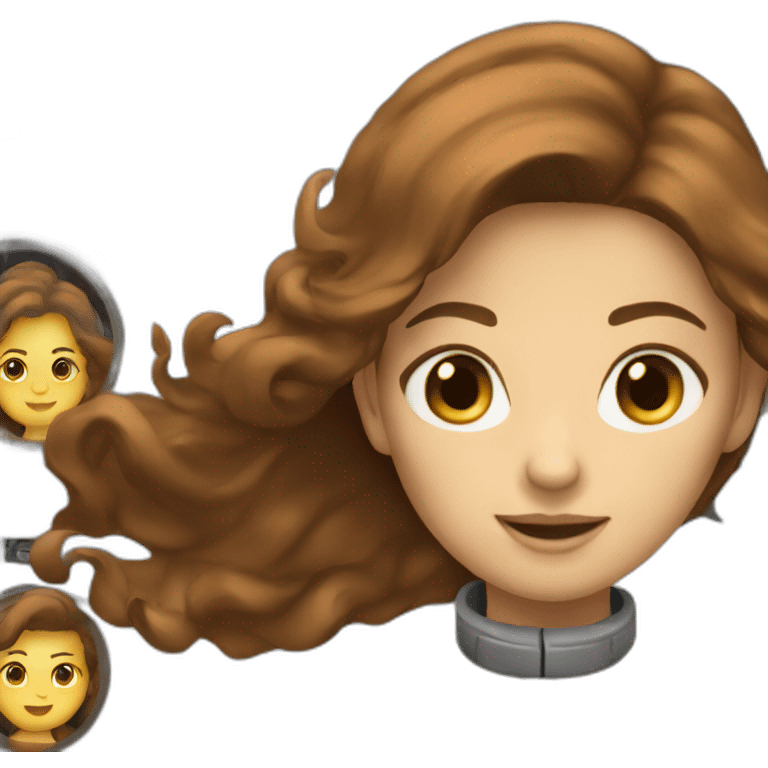 women with brown hair on the rocket emoji