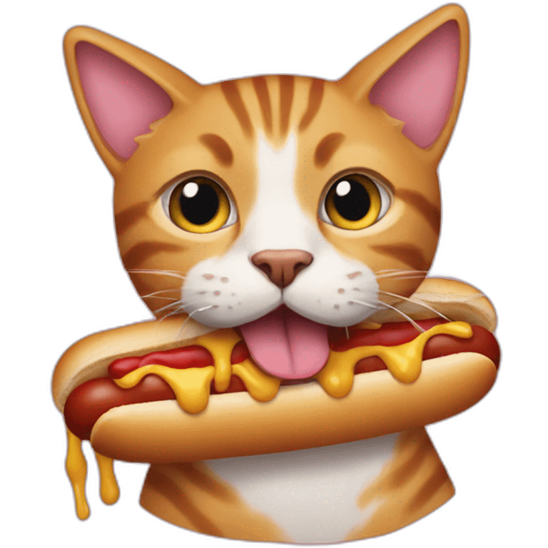 Cat eating hotdog emoji