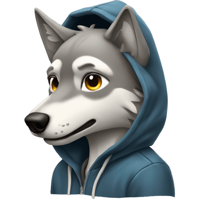 Wolf with hoddie emoji