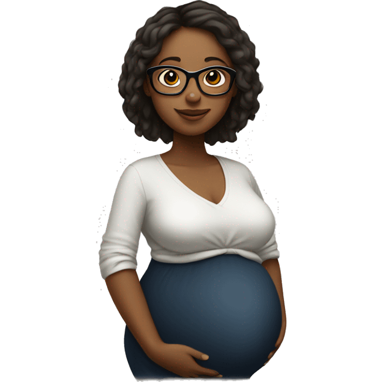 Pregnant girl wearing glasses  emoji