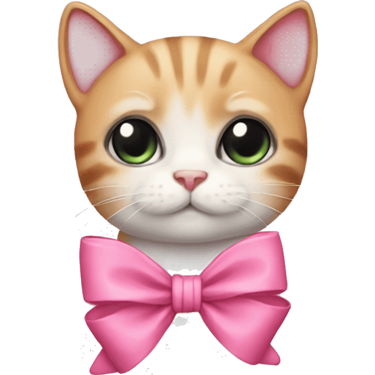 Pink bow with cute cat emoji