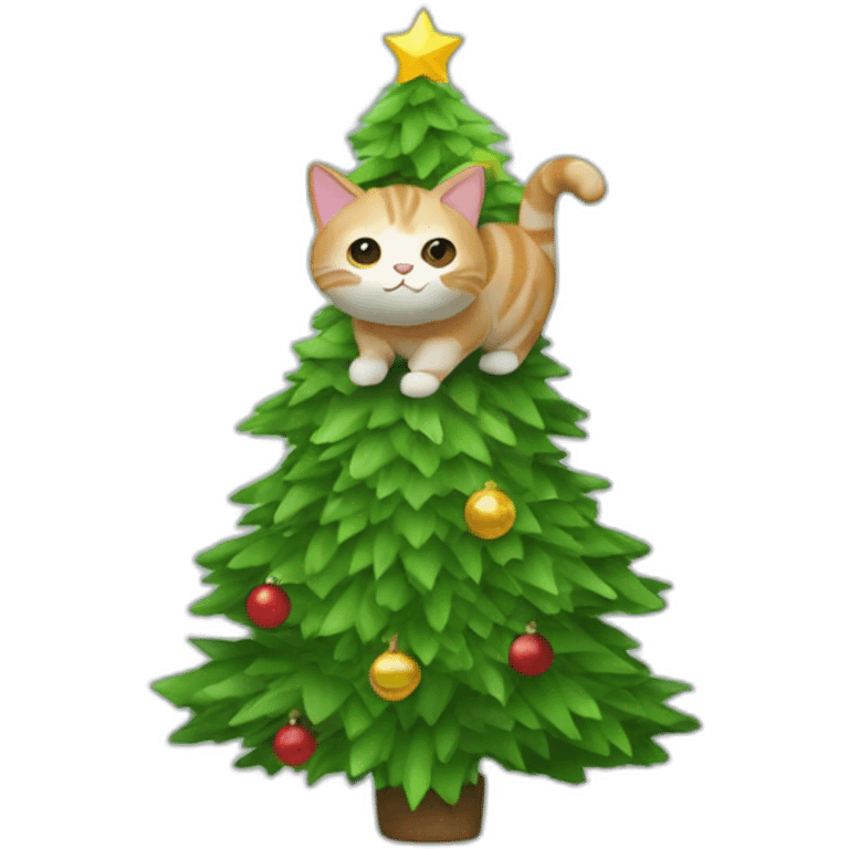 cat mixed with a crismas tree mixed with a TV\ emoji