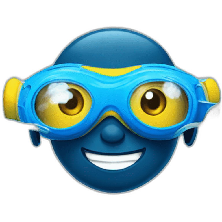 swimmer (boy) in the water with a cool blue proffesional swimming goggles emoji