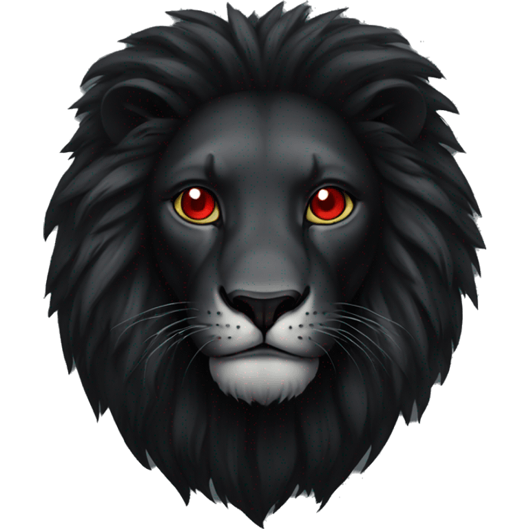 Black lion with red eyes emoji