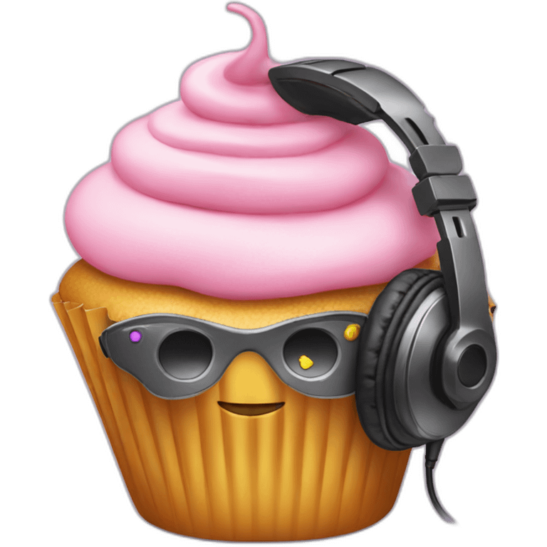 cupcake with a gaming headset emoji