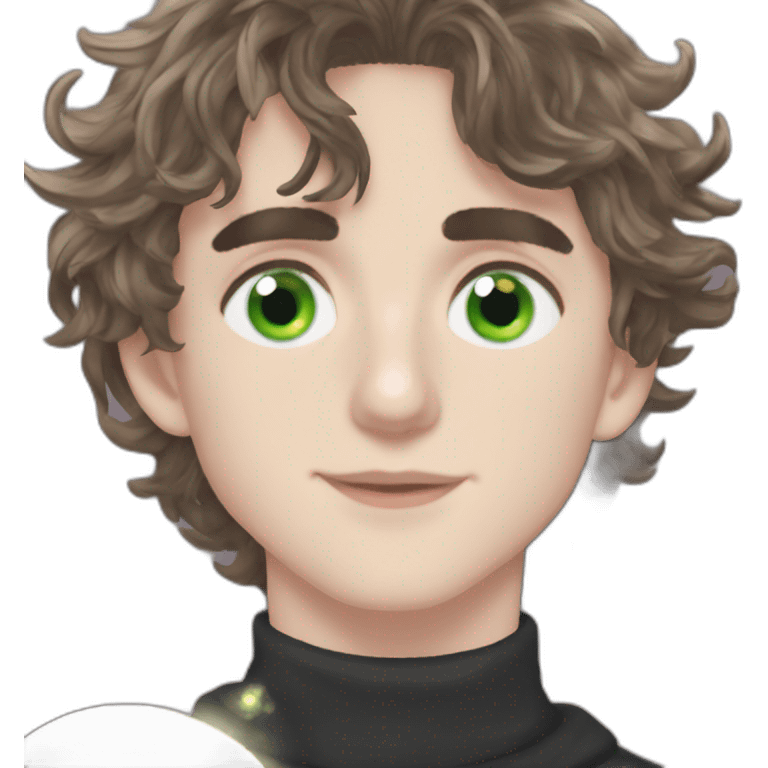 Timothée Chalamet with green eyes emoji