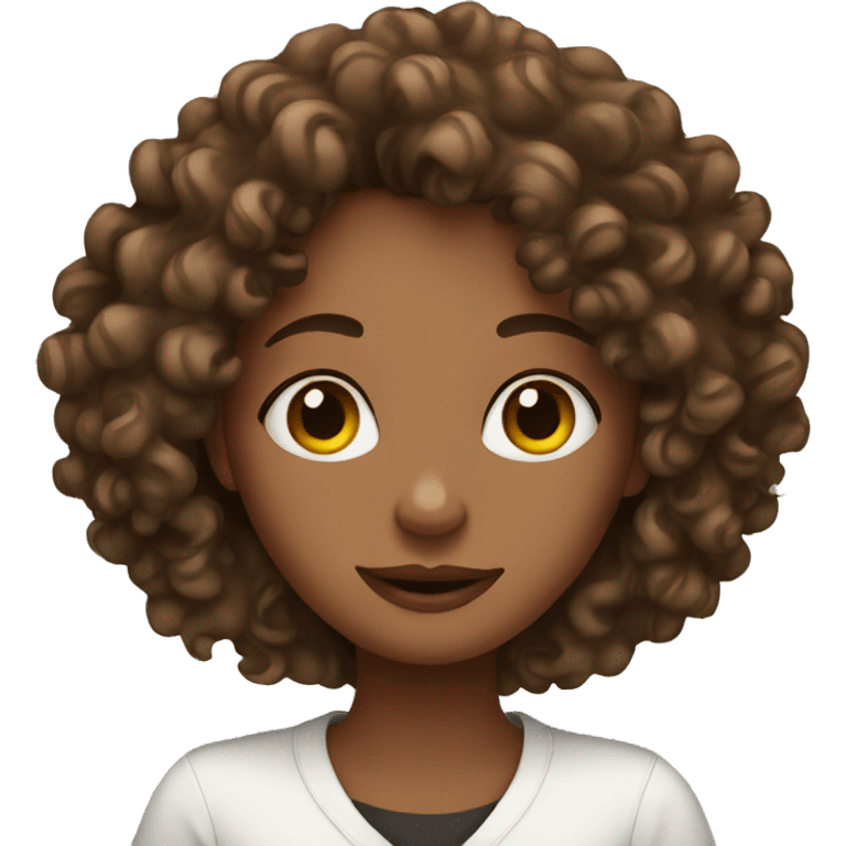 Curly girl with coffee  emoji