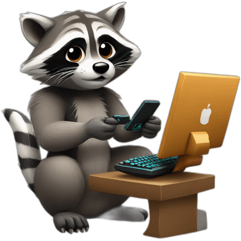 Racoon playing videogames emoji