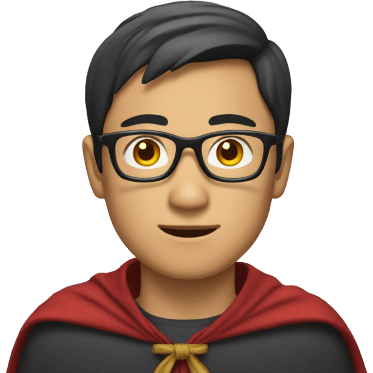 Asian male in glasses add cape emoji