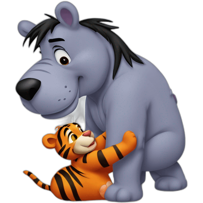 Tigger kissing Eeyore emoji