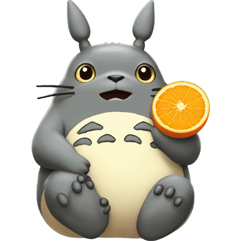 totoro eating orange emoji