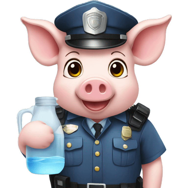 piggies in police outfit with water jug emoji