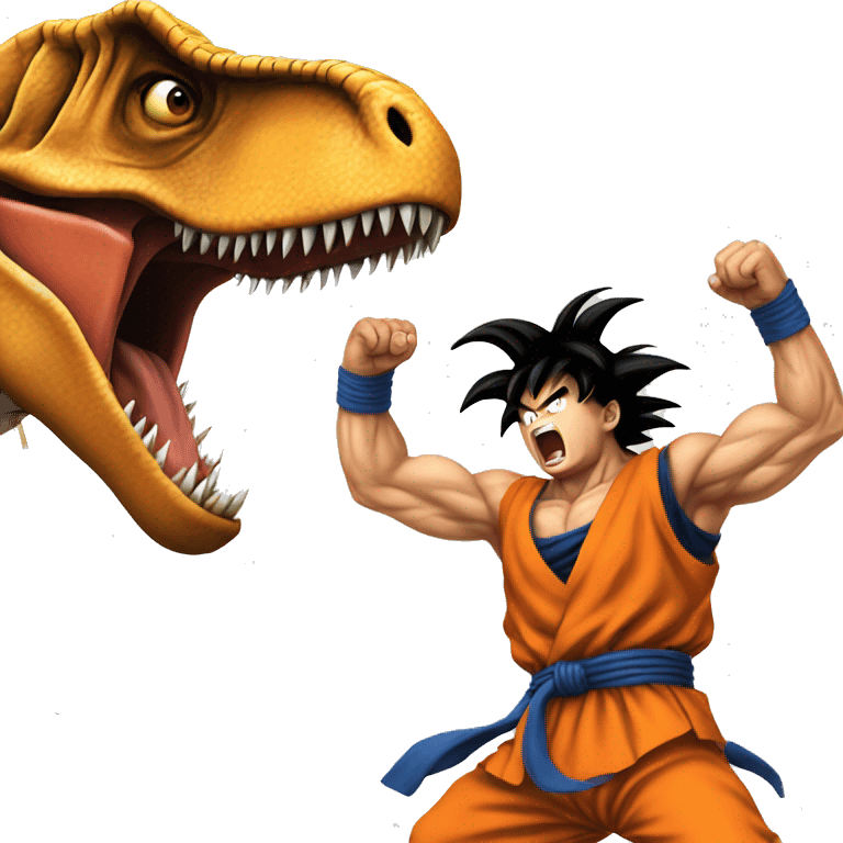 Goku fighting a T. rex  emoji