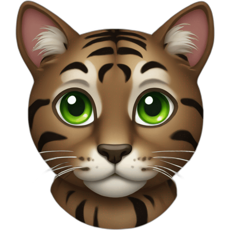 Dark Brown Tiger cat with green eyes emoji