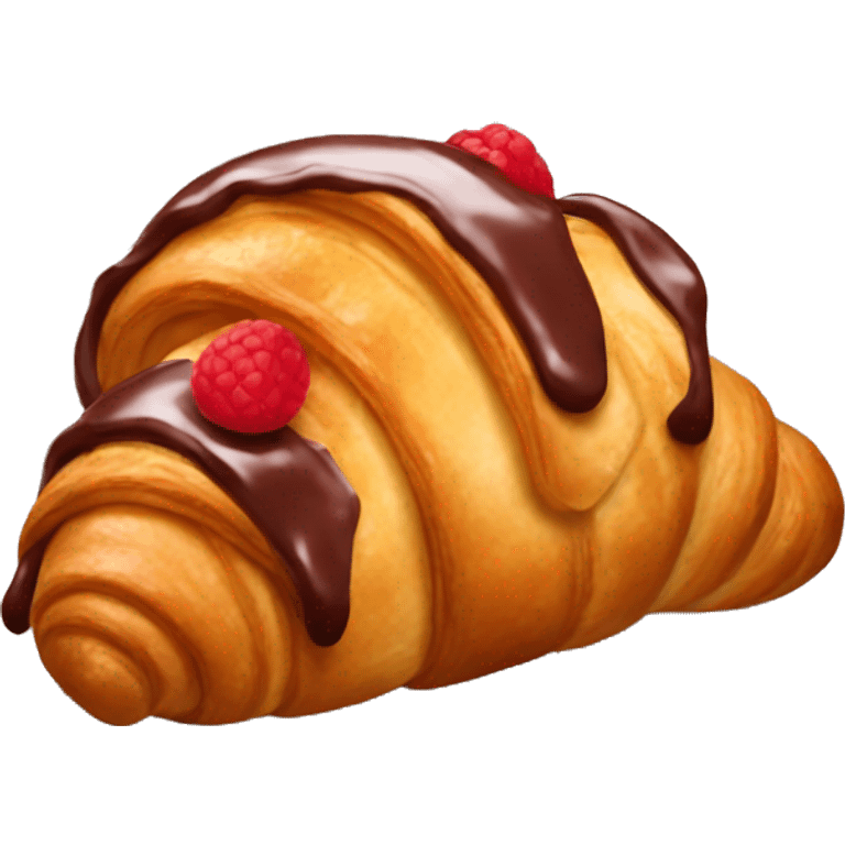 Croissant with red fchocolate  emoji