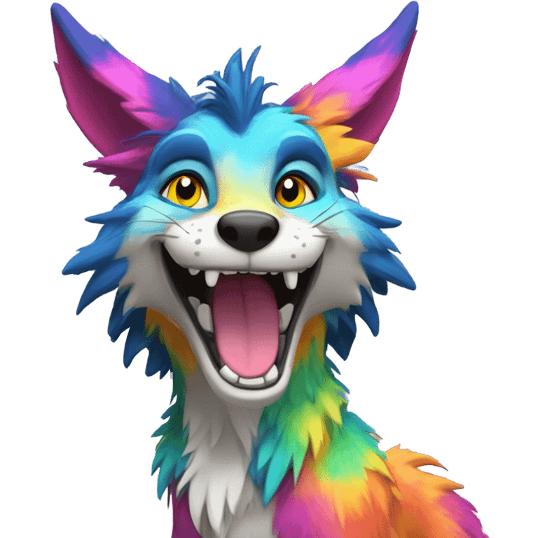 colorful Feral Sergal Fursona emoji