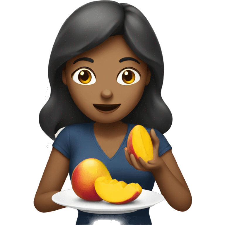 Woman eating mango emoji