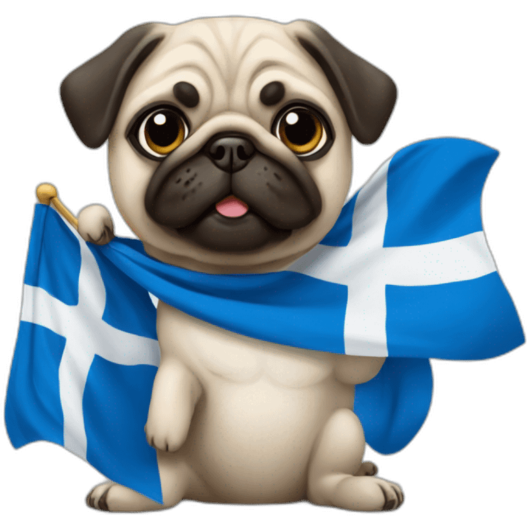 pug holding a big finland flag emoji