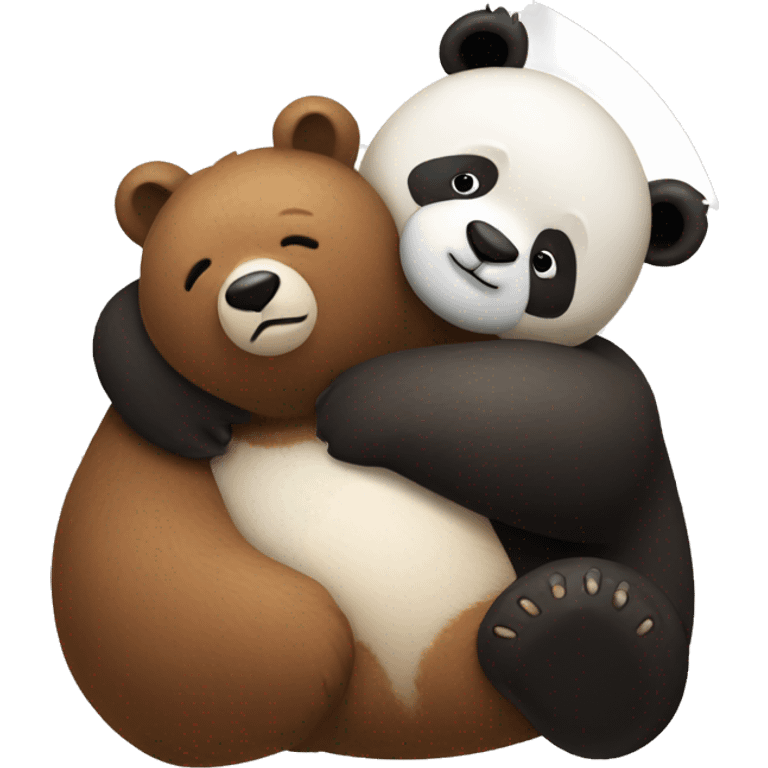 Brown bear and panda bear hug emoji