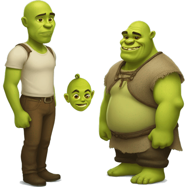 Human being with a shrek ogre body emoji