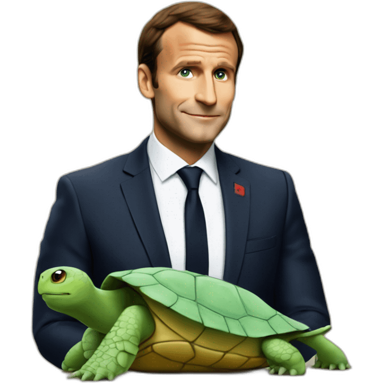 Macron sur une tortues emoji