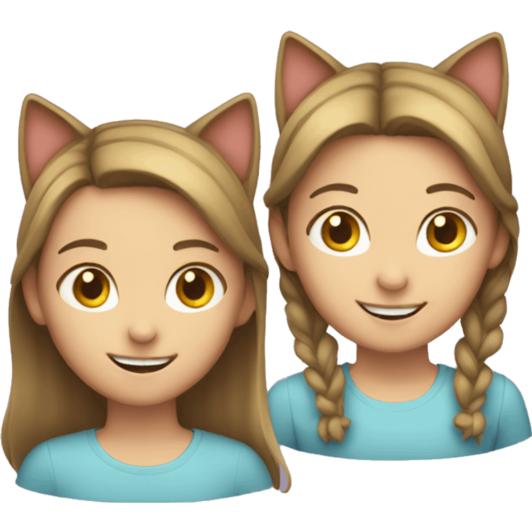 smiling girl with two cat ears emoji