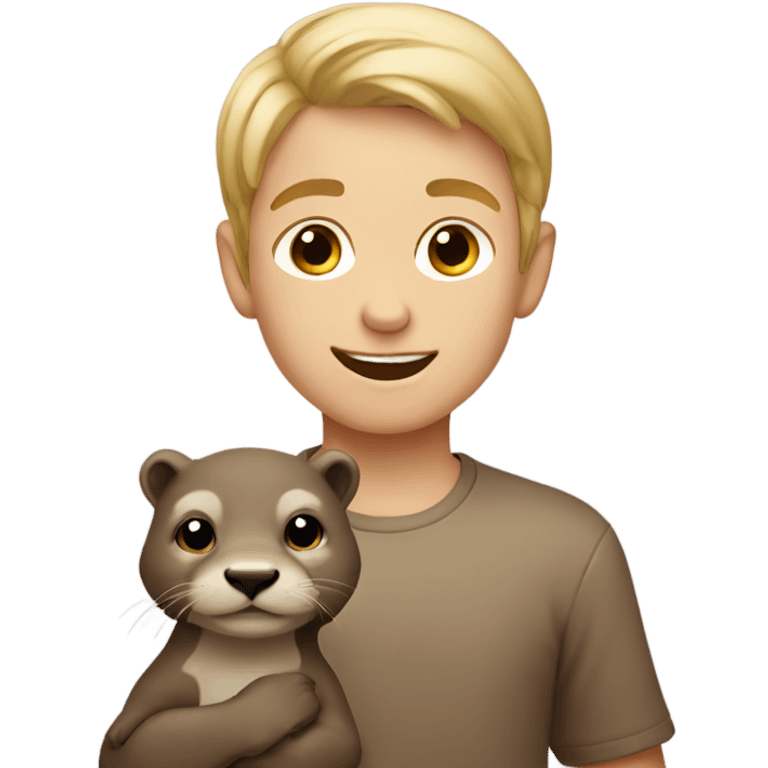 Blonde boy with otter  emoji