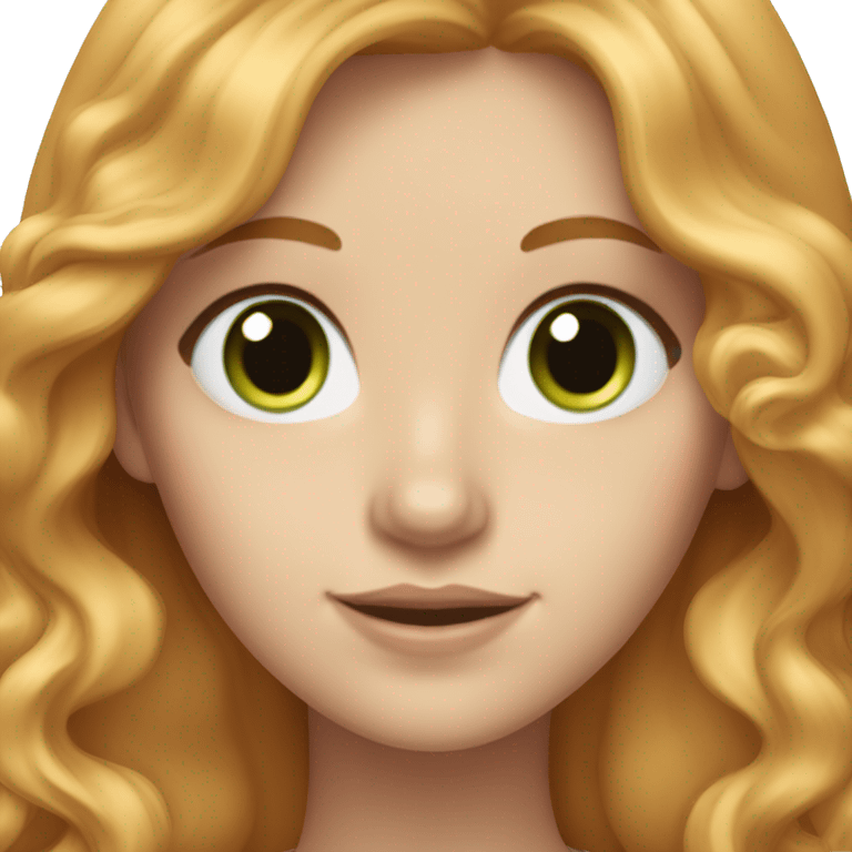 white girl with long wavy strawberry blonde hair and green eyes emoji