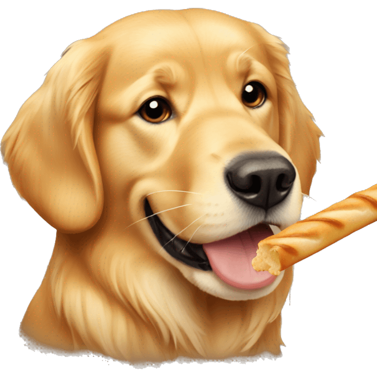 golden retriever with bread stick emoji