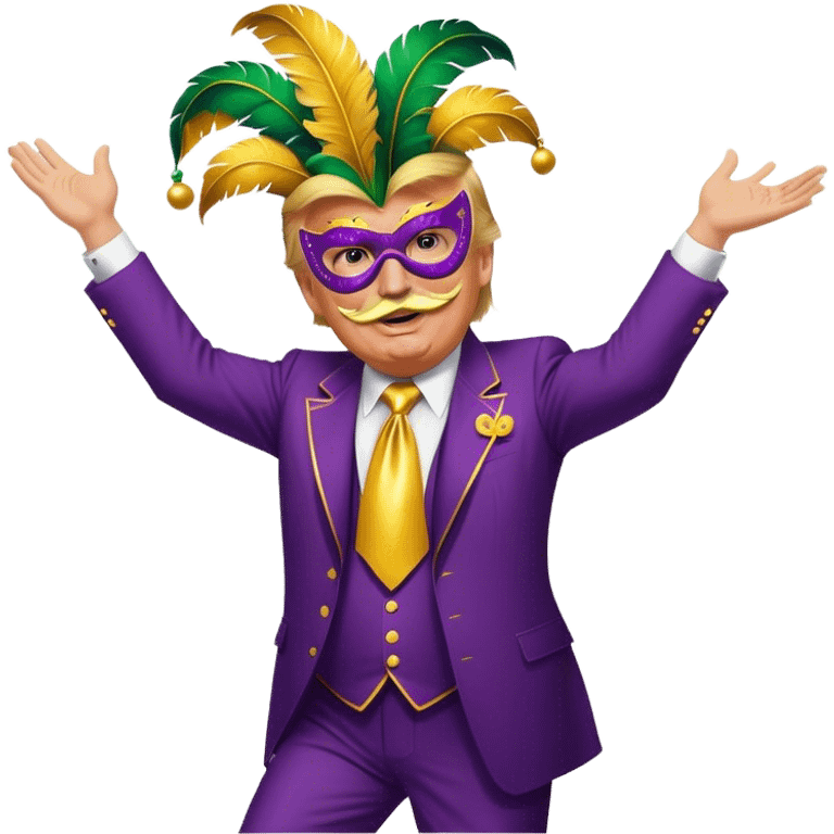 Donald trump dancing at Mardi Gras with a moustache  emoji