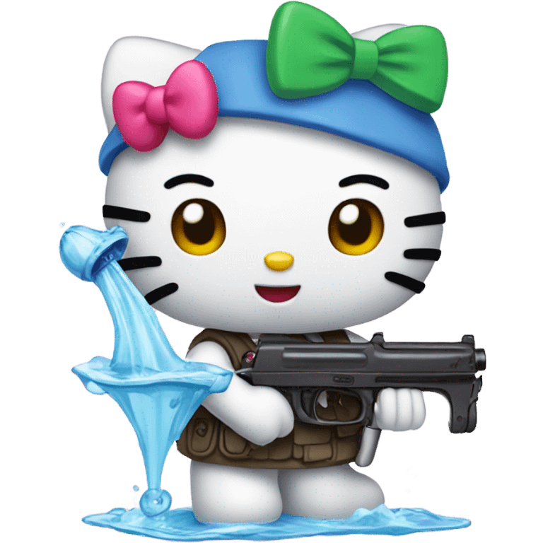 Hello kitty with a water gun emoji