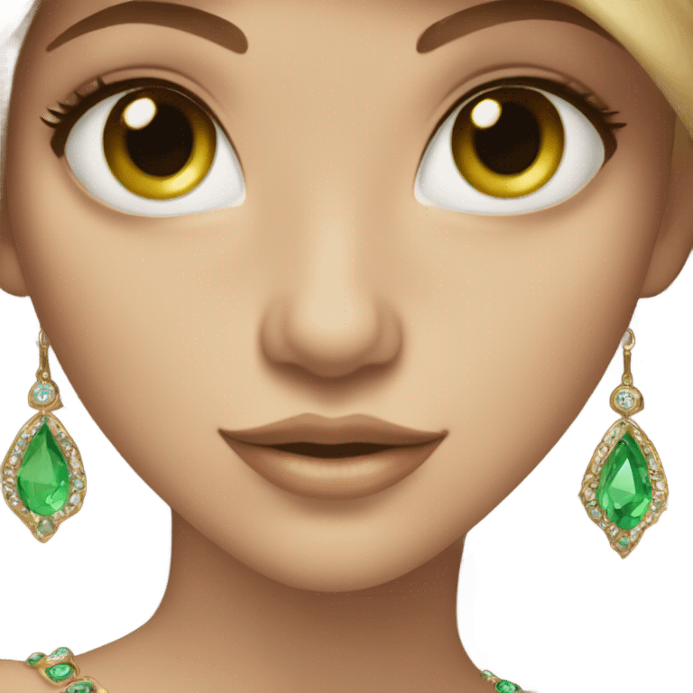 elegant light brown hair green eyed girl with jewellery  emoji