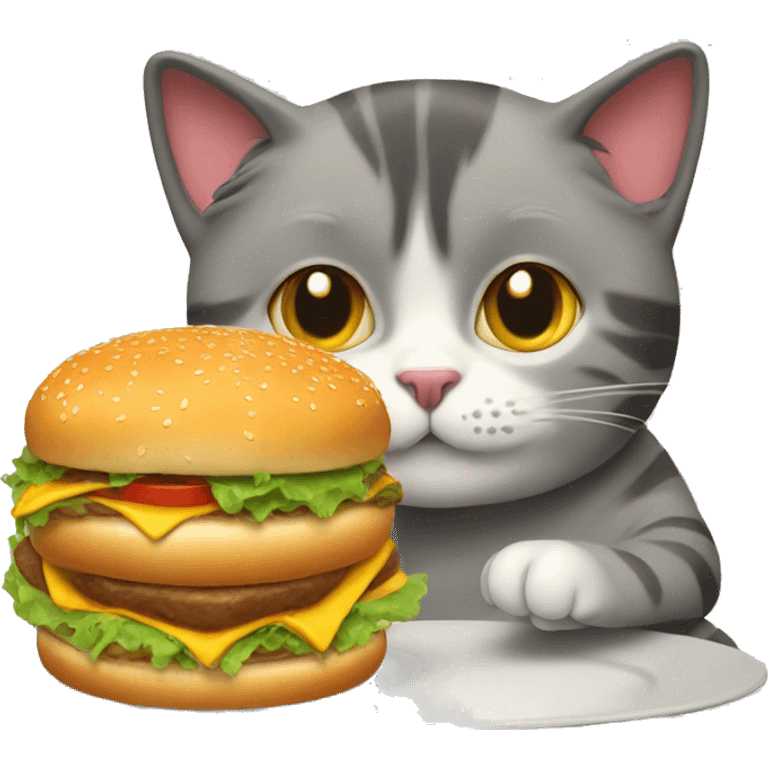 Cat eating burger emoji