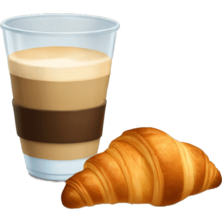 A glass of coffee with a croissant emoji