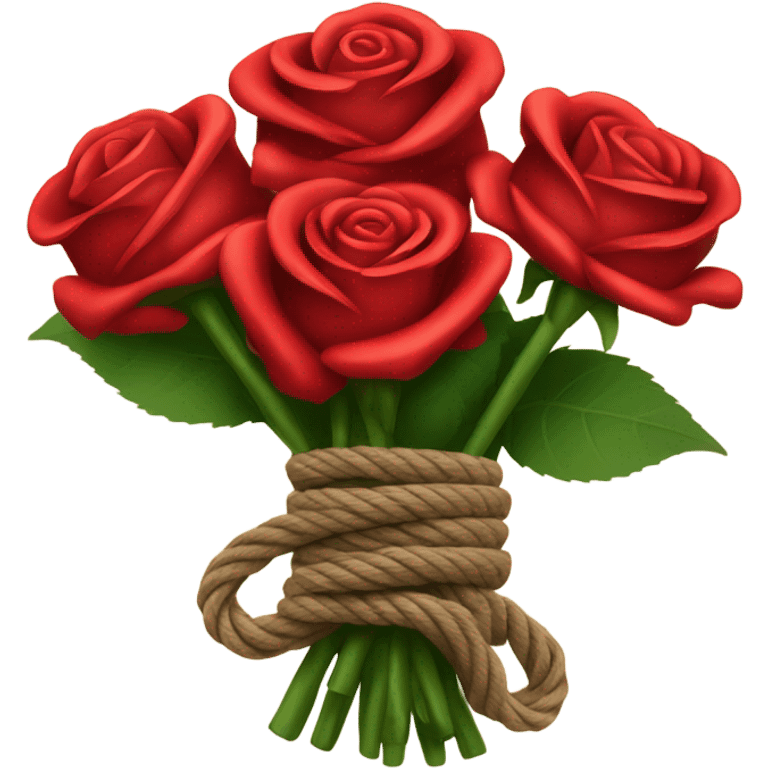 Bouquet red roses binded with rope. Make rope neater emoji