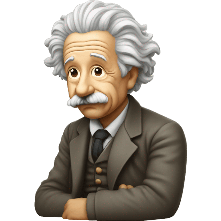 sitting philosopher albert einstein lean on hist fist emoji