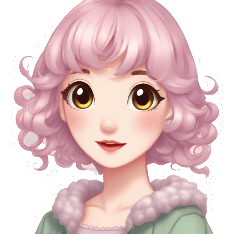 Gorgeous anime style lady with blushing face cottagecore fairycore  Kawaii anime colorful pearly romantic simplistic aesthetic trending style emoji