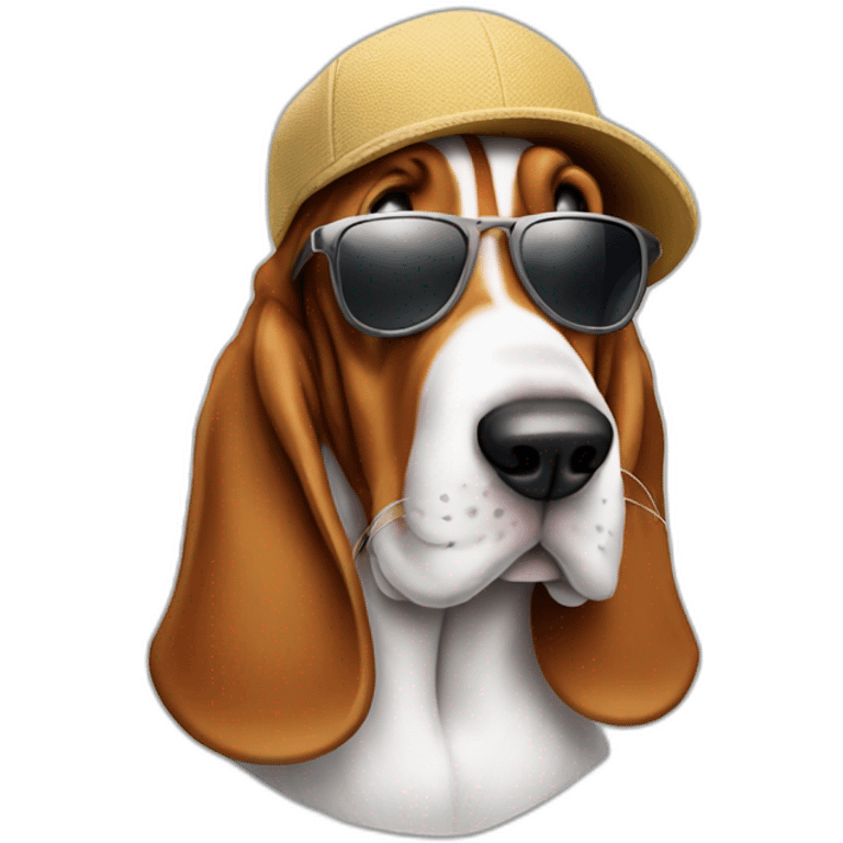 basset hound with cap and sun glasses emoji