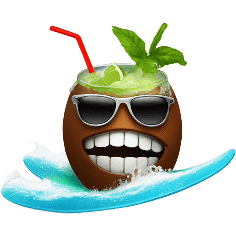 Football surfing with sunglasses and a mojito emoji