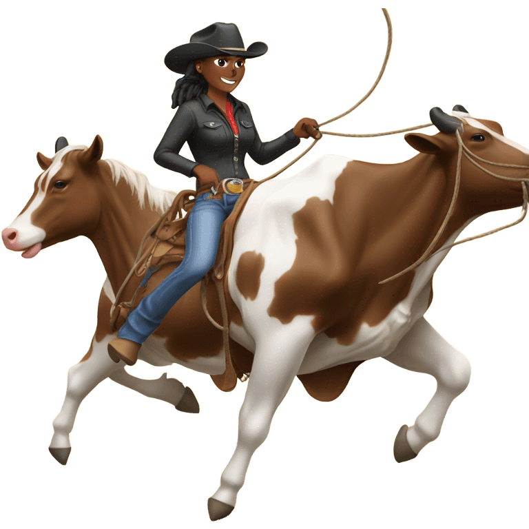 Cowgirl roping cows  emoji