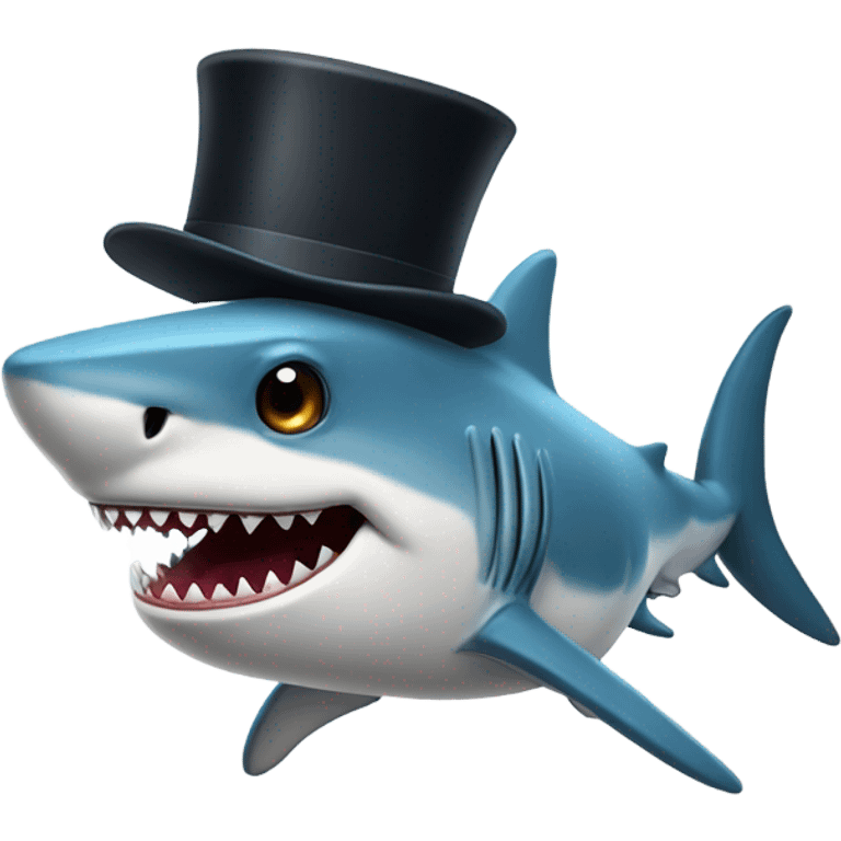 Shark with a top hat emoji